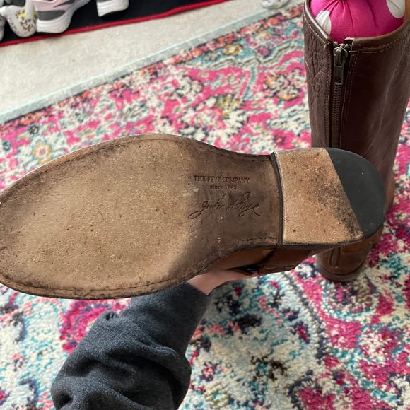 Frye Women’s Brown Leather Phillip Harness Boho Riding Boots Shoes Size 7.5 - Picture 7 of 12